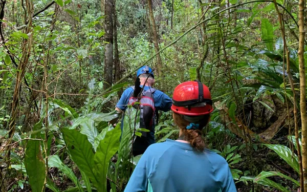 Graduate Program (students trekking through forest in Arecibo, Puerto Rico)