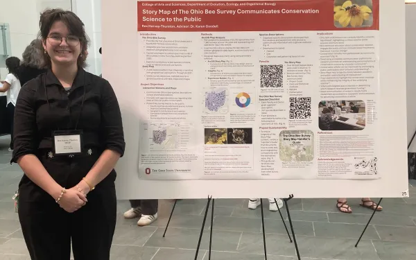 Rex Harvey Thurston standing in front of research poster